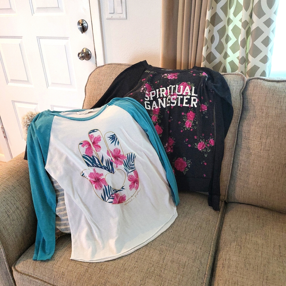 Spiritual Gangster baseball "t" and pullover Medium